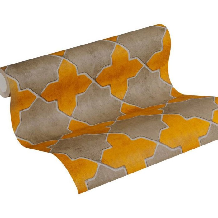 As Creation|Papier peint carreaux arabe marocain jaune|Imitation Carreaux