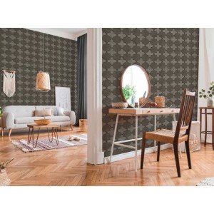 Marburg|Papel pintado imitación azulejo beige y gris|Imitacion Azulejos 2