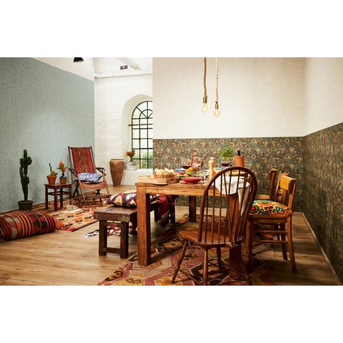 Papel pintado liso efecto paredes verde turquesa - As Creation New Walls 374233