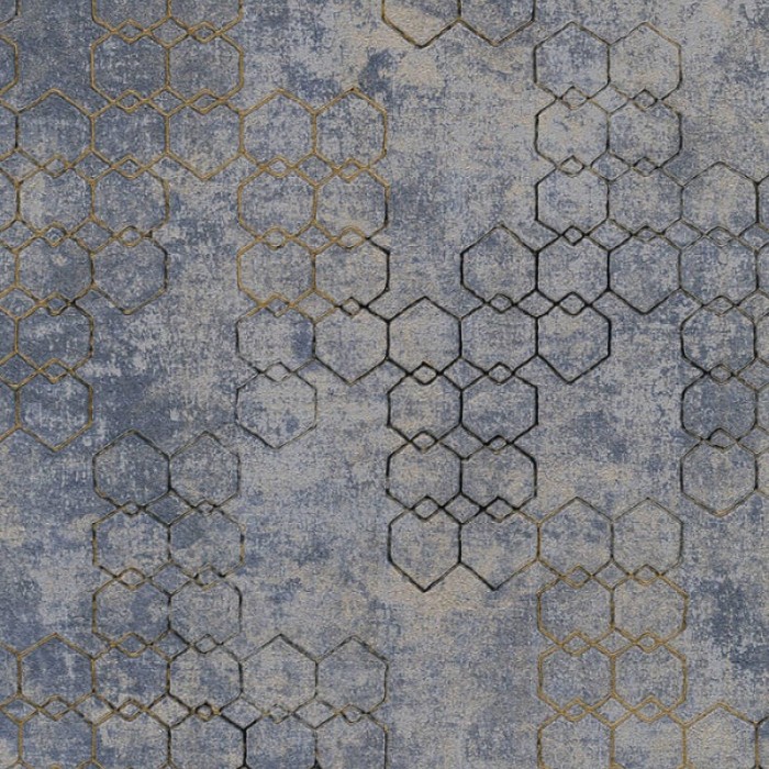 As Creation|Papel pintado moderno gráficos metalizados azul y dorado|Papel Pintado