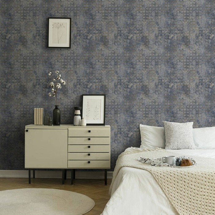 As Creation|Modern metallic graphics wallpaper blue and gold|Wallpaper