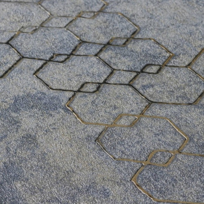 As Creation|Moderne Tapete mit metallischen Grafiken blau und gold|Tapeten