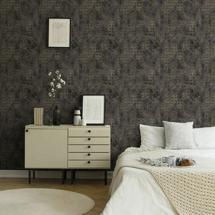 As Creation|Papier peint moderne graphismes métallisés noir et doré|Papier Peint