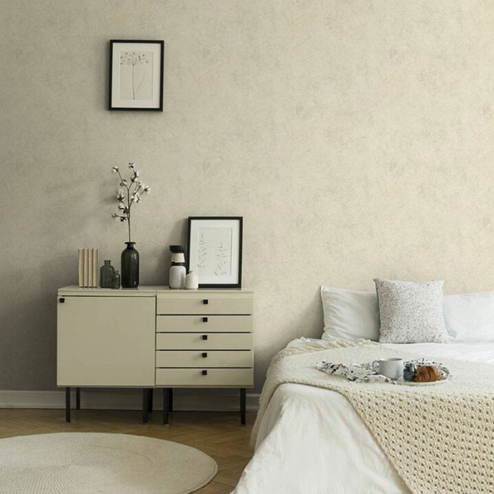 Papel pintado textura efecto pared crema brillo - As Creation New Walls 374252