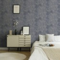 As Creation|Papier peint texture effet mur bleu doré brillant|Imitation Stuc