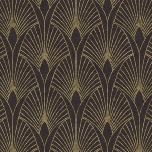 Caselio|Art Deco wallpaper with seashells in black and copper|Art Deco