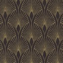Papel pintado moderno art decó metalizado negro dorado - As Creation New Walls 374273