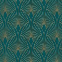 As Creation|Papier peint art déco moderne métallisé vert doré|Art Déco