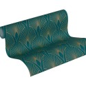 As Creation|Papel pintado moderno art decó metalizado verde dorado|Art Deco