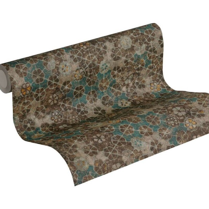 Papeldecor|Papier Peint mosaïque de carreaux vert marron|Papier Peint