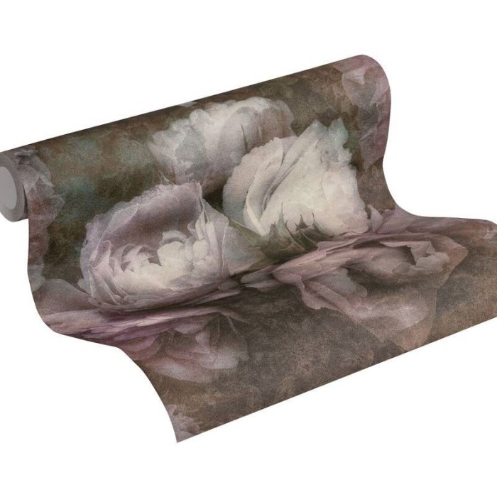 Papel pintado capullos de rosas, rosa y blanco -  219-2215