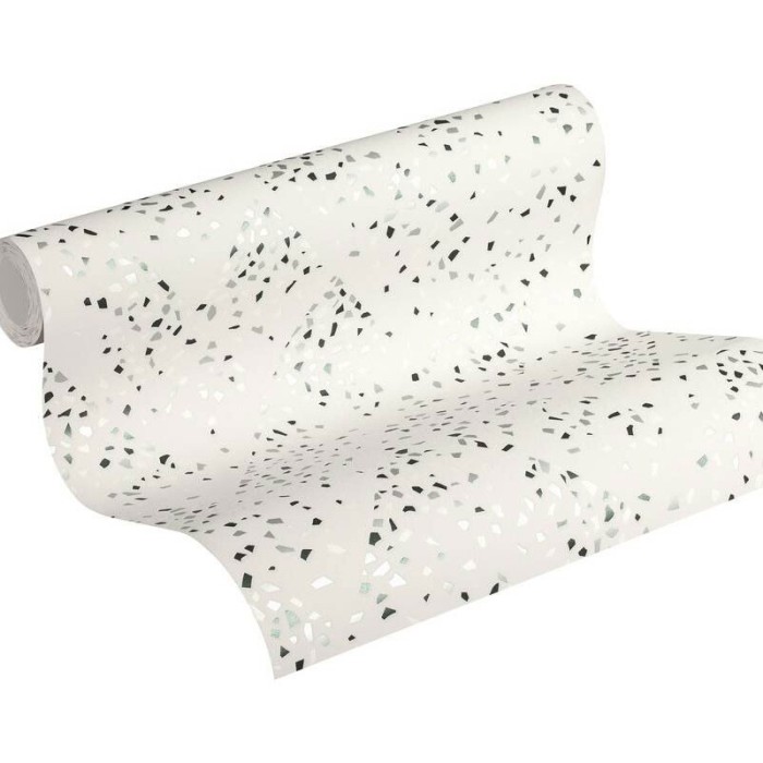 Papeldecor|Papel pintado gráfico moderno blanco y plateado|Papel Pintado