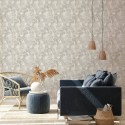 Papeldecor|Papel pintado floral plantas selváticas blanco marrón|Papel Pintado