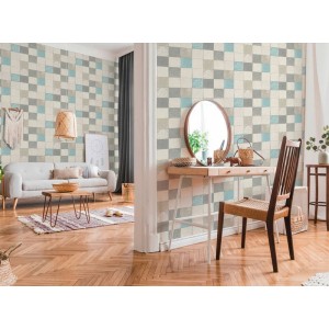 Marburg|Wallpaper imitation turquoise tile|Tile Imitation 2