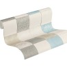 Papeldecor|Papier Peint carrelage hydraulique blanc, gris, turquoise|Papier Peint