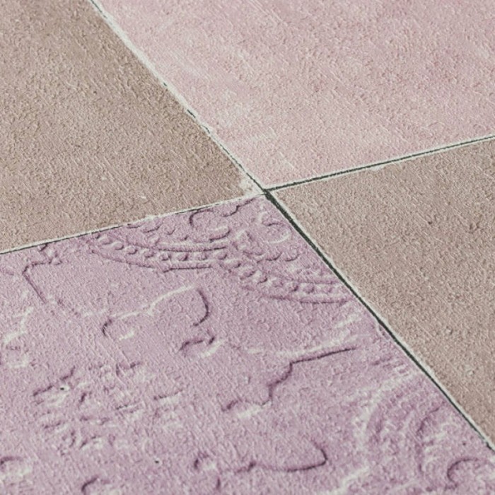 Papeldecor|Tapete hydraulische Fliese in Grau und Violett|Tapeten