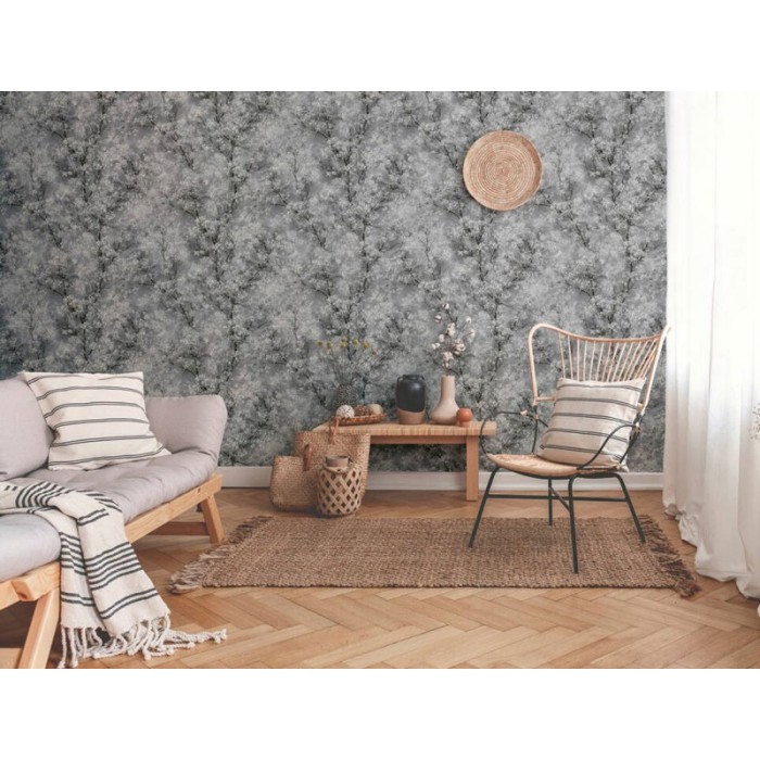 Papeldecor|Papel pintado árboles en flor gris|Papel Pintado