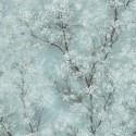 Papeldecor|Tapete modernes grünes Blumenmuster, blühende Bäume|Tapeten