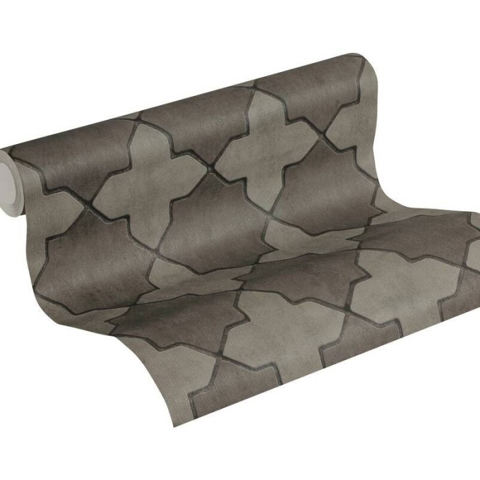 Papeldecor|Papier Peint carrelage marocain gris|Papier Peint