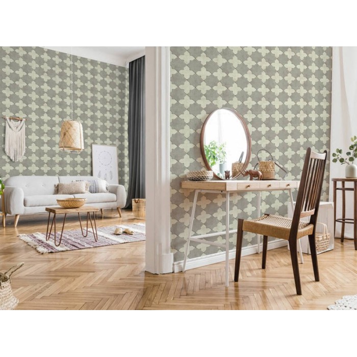 Papeldecor|Wallpaper Moroccan tile in cream gray|Wallpaper