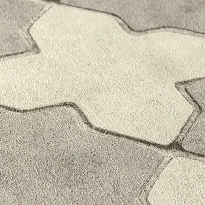 Papeldecor|Papel pintado azulejo marroquí gris crema|Papel Pintado