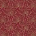 Papeldecor|Papel pintado Art Deco moderno rojo y dorado metalizado|Papel Pintado