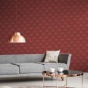 Papeldecor|Tapete Modernes Art Deco in Rot und Metallic-Gold|Tapeten