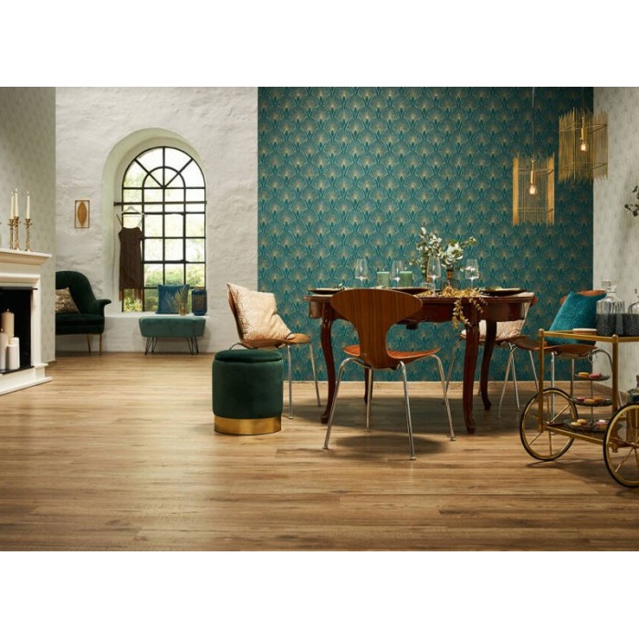 Papeldecor|Wallpaper modern Art Deco green with metallic gold|Wallpaper