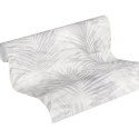 As Creation|Tropical jungle plants wallpaper white and grey|Wallpaper