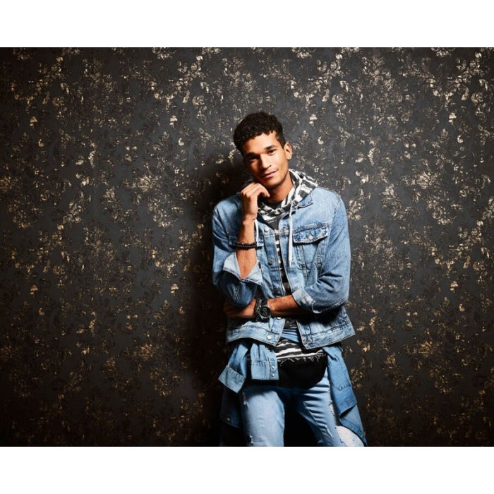 As Creation|Papel pintado damasco negro y dorado metalizado|Damasco