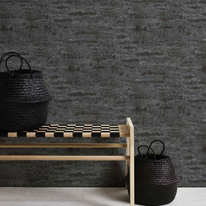 As Creation|Papel pintado negro estilo industrial efecto pared|Industrial