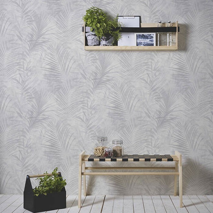 Papeldecor|Papier Peint plantes sauvages blanc et gris|Papier Peint