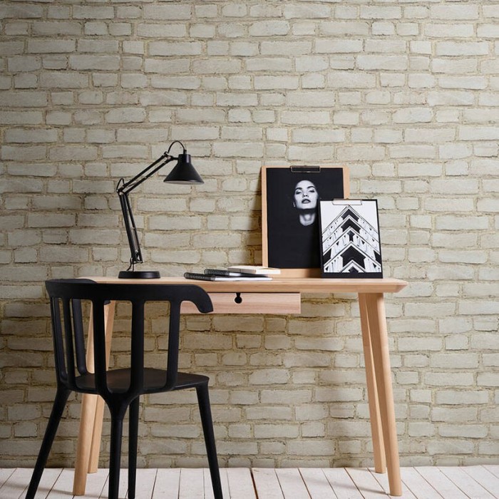 Papeldecor|Papier Peint brique blanche rustique|Imitation Brique