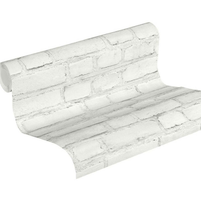 Papeldecor|Tapete weißer Ziegel mit Relief|Ziegelimitat