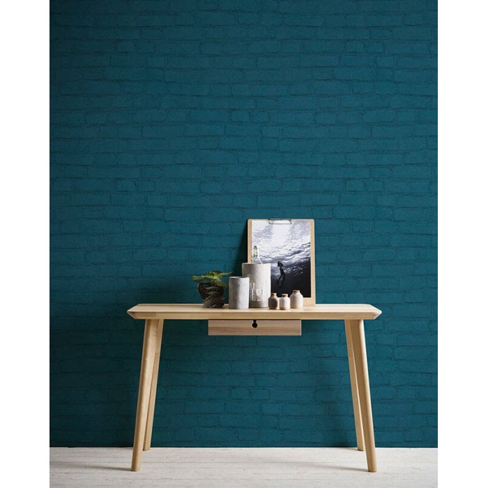 Papeldecor|Papier Peint brique bleue peinte rustique|Imitation Brique