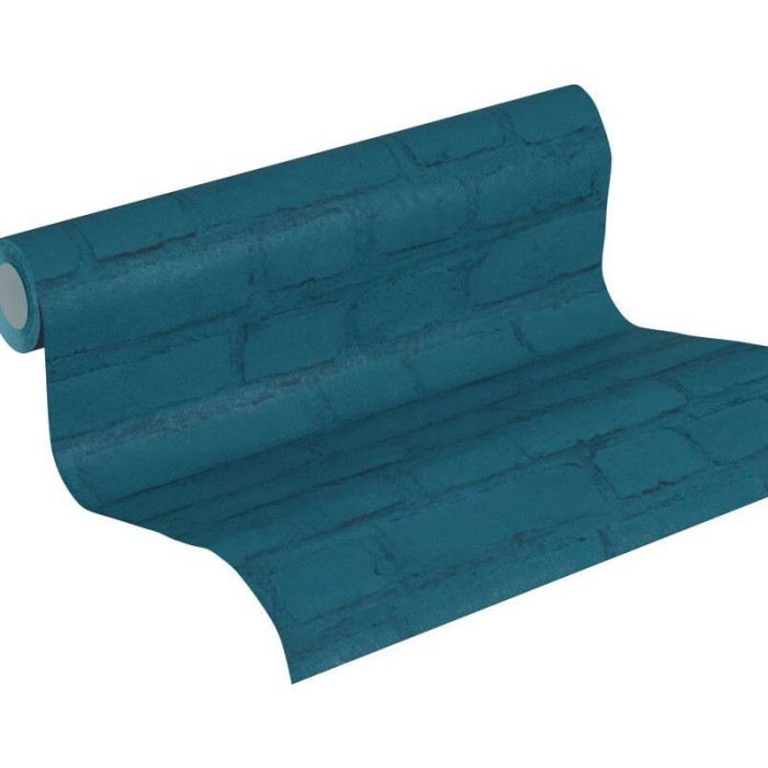 Papeldecor|Papel pintado ladrillo azul pintado rustico|Imitacion Ladrillo
