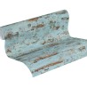 Papeldecor|Tapete Look im Industrie-Stil, abgeplatzte blaue Wand|Tapeten