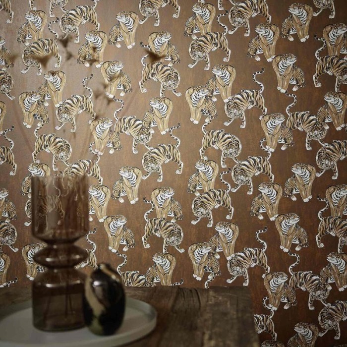 Marburg|Tapete Tiger Wildtiere zeitgenössisch Braun|Ethnisch