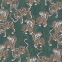 Marburg|Papel pintado patrón contemporáneo tigres fondo verde|Étnico