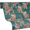 Marburg|Papel pintado patrón contemporáneo tigres fondo verde|Étnico