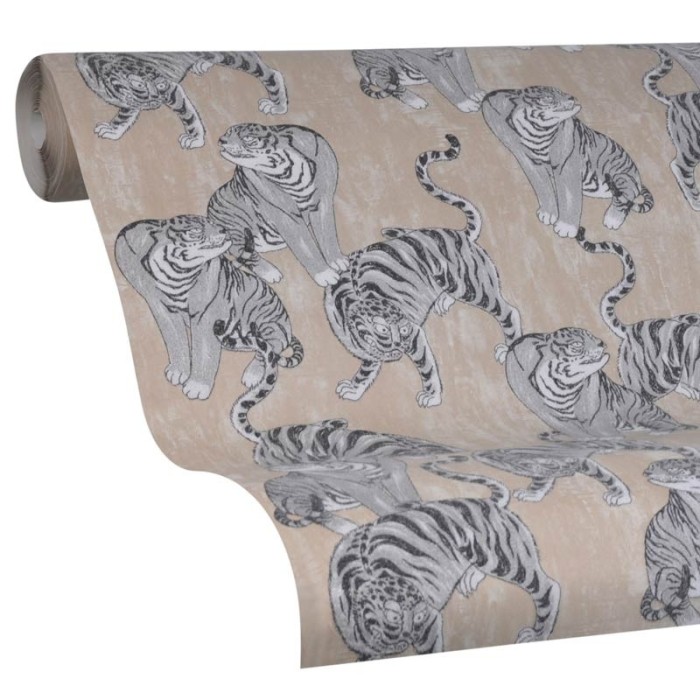 Marburg|Papel pintado contemporáneo diseño animales salvajes gris|Étnico