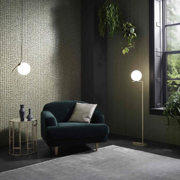 Marburg|Modern striped wallpaper in quartz green and gold|Stripes