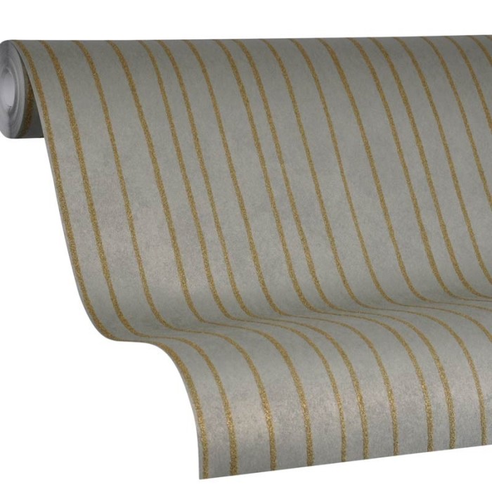 Marburg|Modern striped wallpaper in quartz green and gold|Stripes