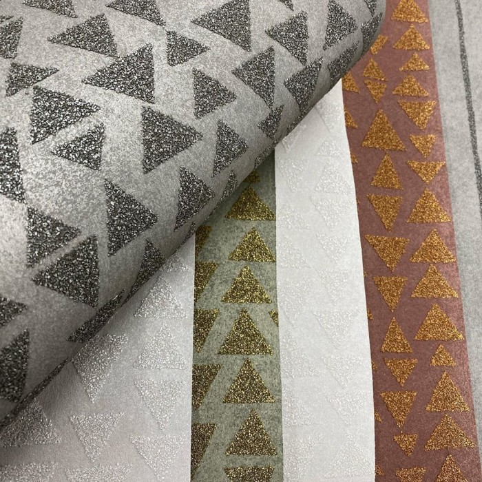 Marburg|Modern wallpaper with shiny grey triangles|Wallpaper