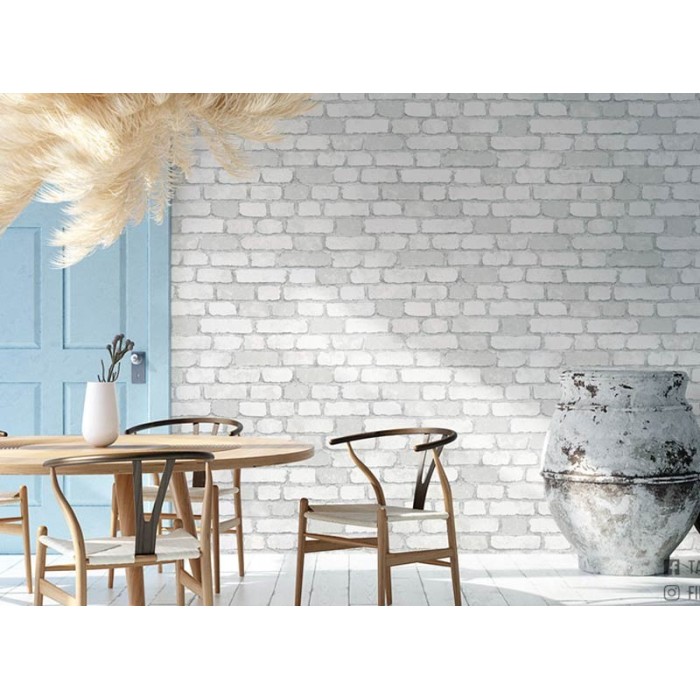 Papeldecor|Tapete weißer Industrieziegel|Ziegelimitat