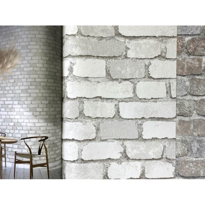 Papel pintado ladrillo blanco industrial -  220-2555