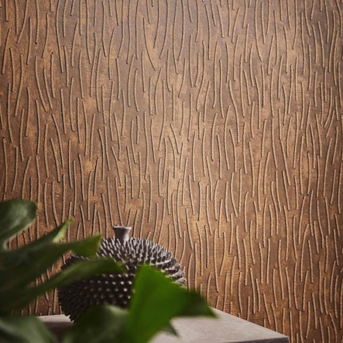Papeldecor|Papel pintado pared moderno marrón oxído con polvo brillante de cristal|Papel Pintado