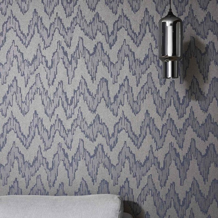 Papeldecor|Papel pintado pared moderno rayas étnicas zigzag azules|Papel Pintado