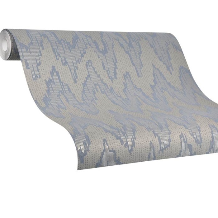 Papeldecor|Modern wall wallpaper with ethnic blue zigzag stripes|Wallpaper