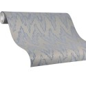 Papeldecor|Papier peint mural moderne rayures ethniques zigzag bleues|Papier Peint